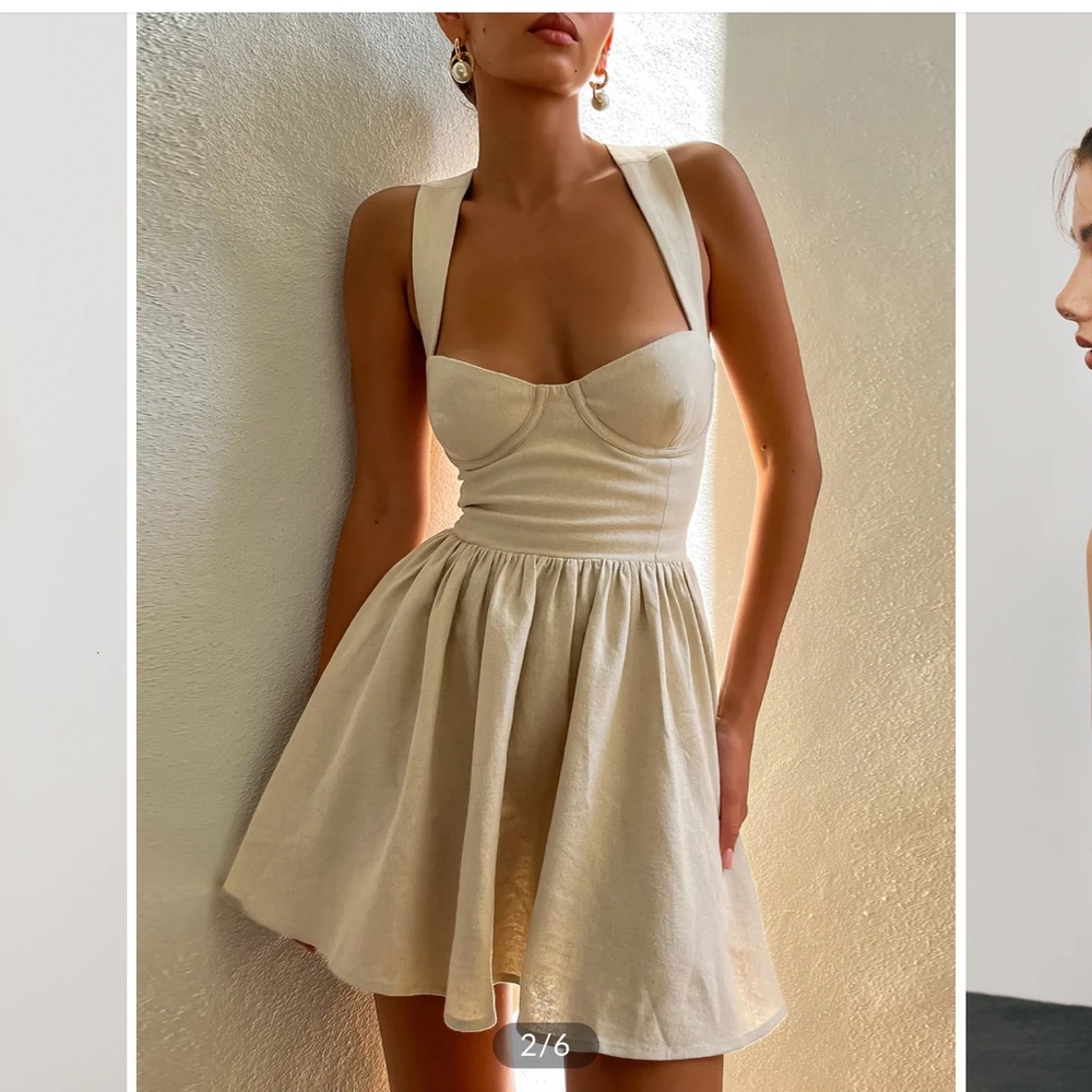 Cotton & Linen Crisscross Knotted Short Dress